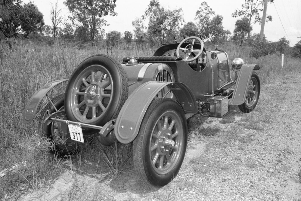 Man with 1921 G1 Alfa Romeo, Ipswich, February 1978