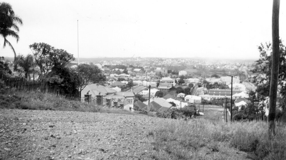 Panoramic view, Ellenborough Street, from top of Denmark Hill, 1959