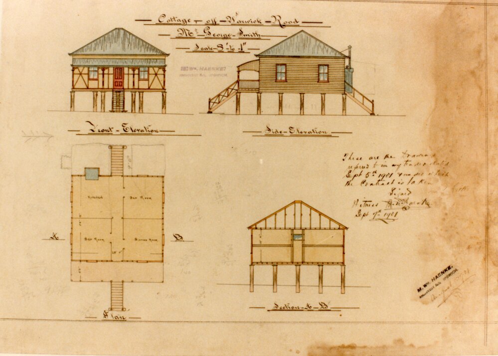 Cottage off Warwick Road, Architectural Plans, 7 September 1901