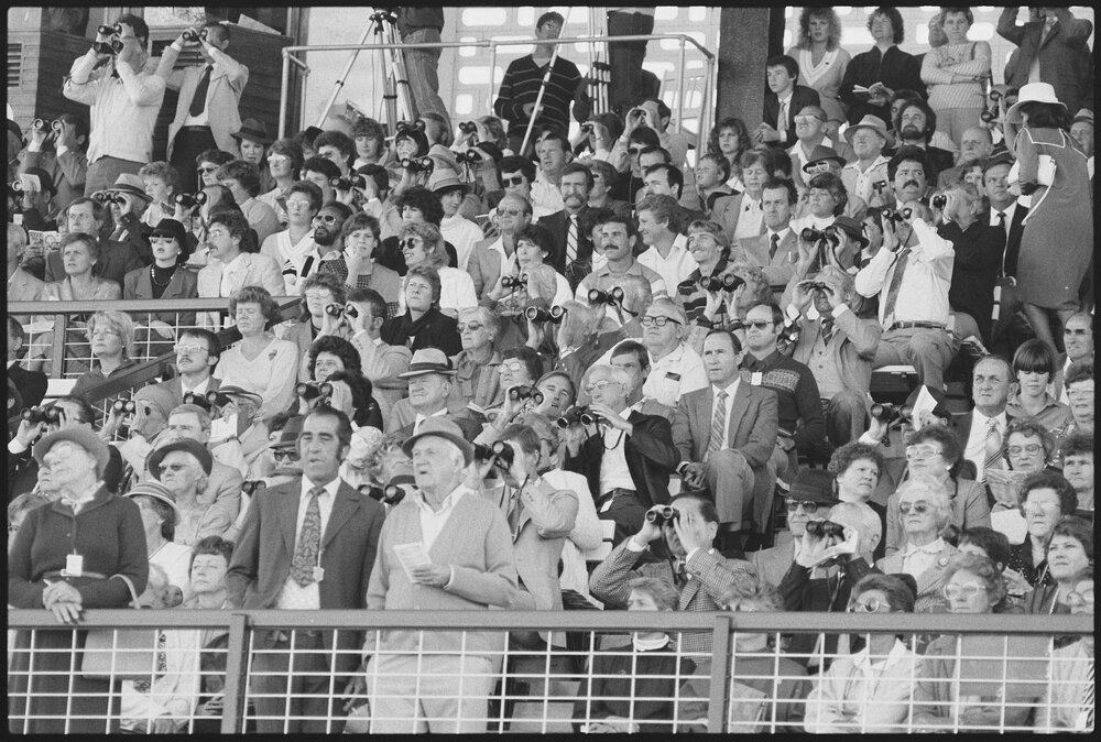 Spectators at the Ipswich Turf Club, Bundamba, July 1985