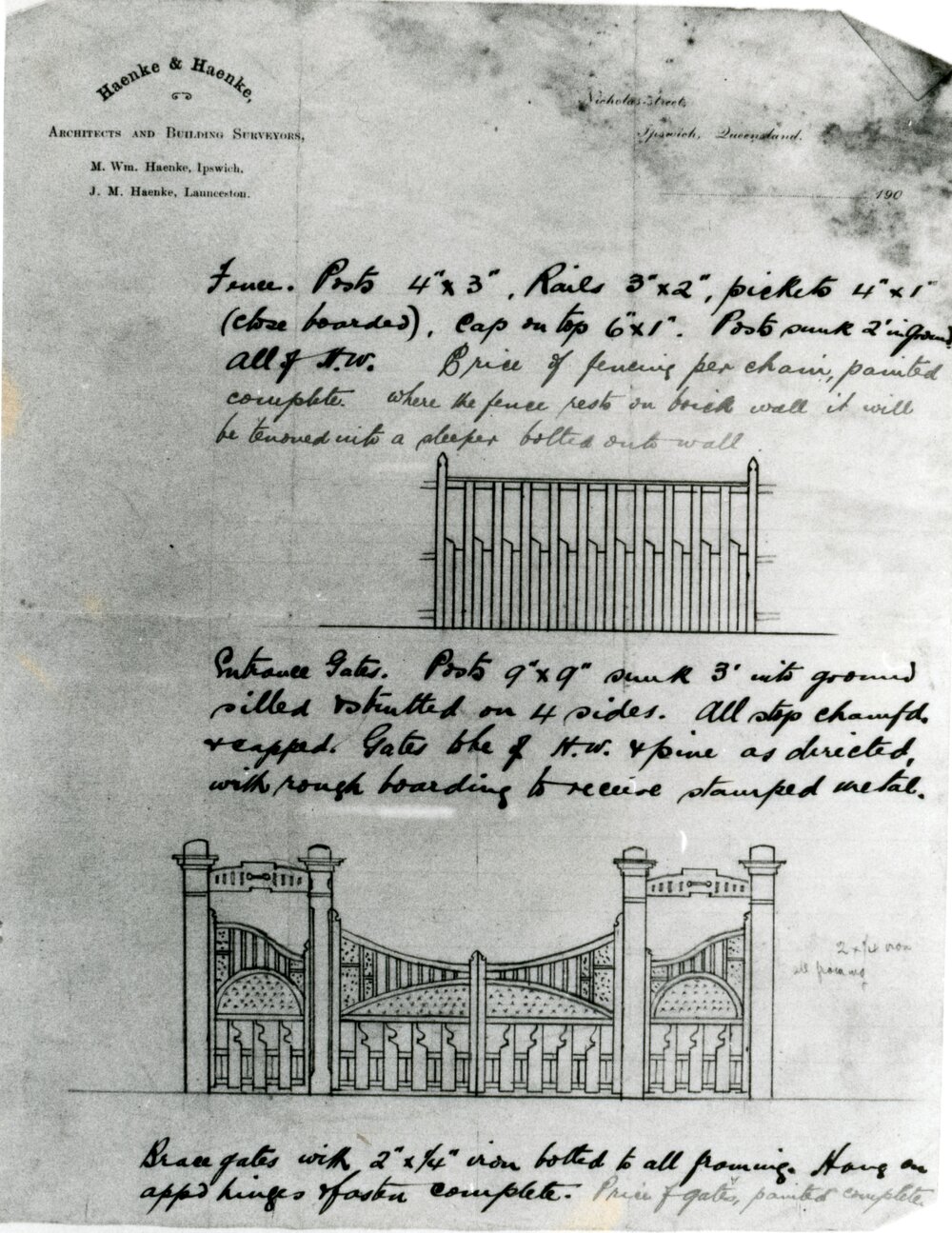 Fence and Gate Architectural Drawing