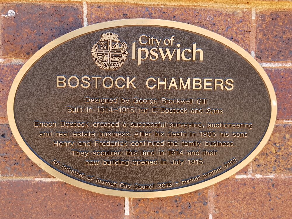 Historical Marker, Bostock Chambers, Ellenborough Street, Ipswich, 2017