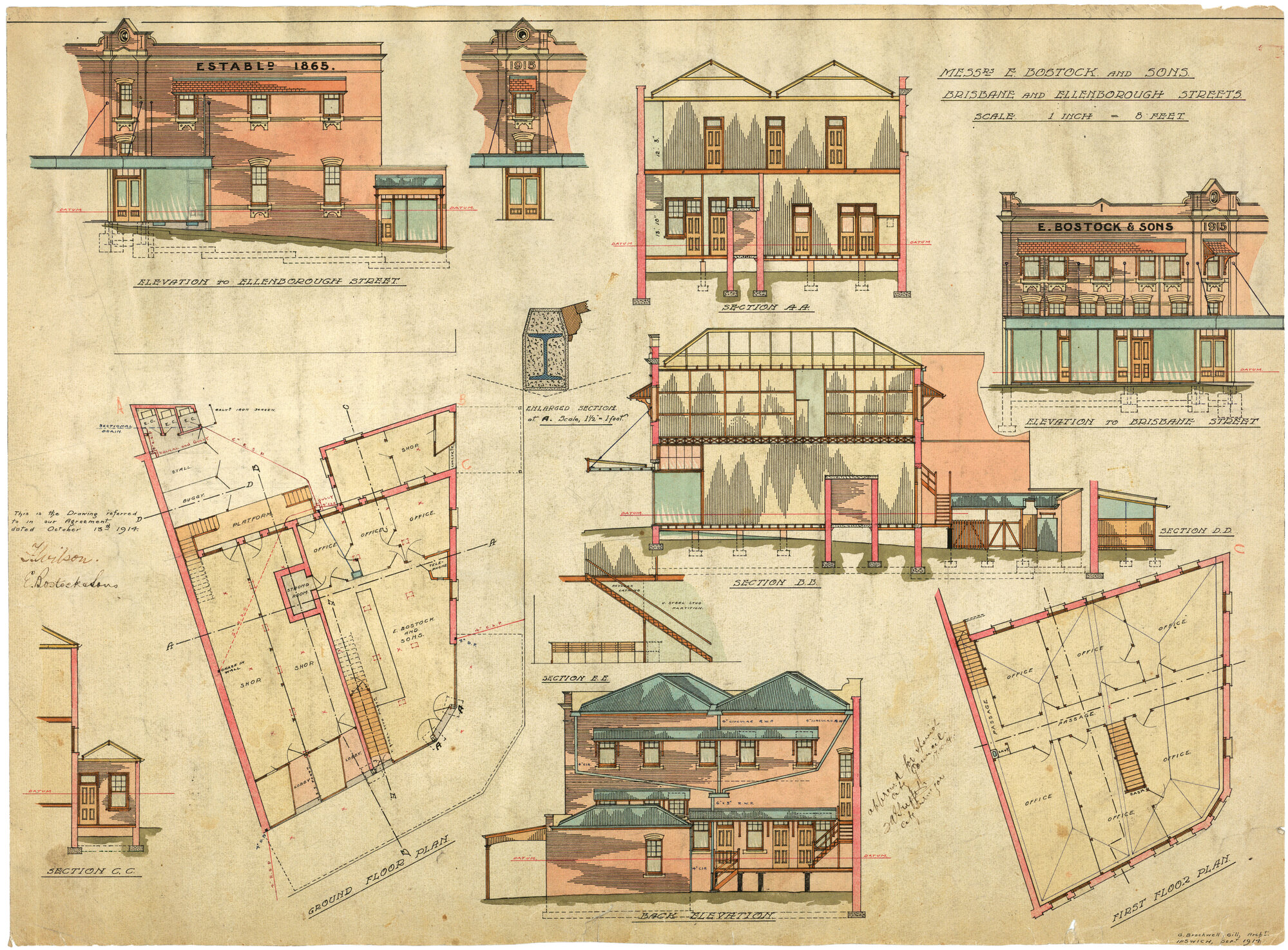E. Bostock &amp; Sons, Brisbane &amp; Ellenborough Streets, September 1914