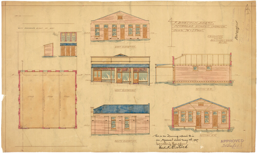 Nicholas Street, Ipswich building for F. Bostock / George Brockwell Gill, 1927