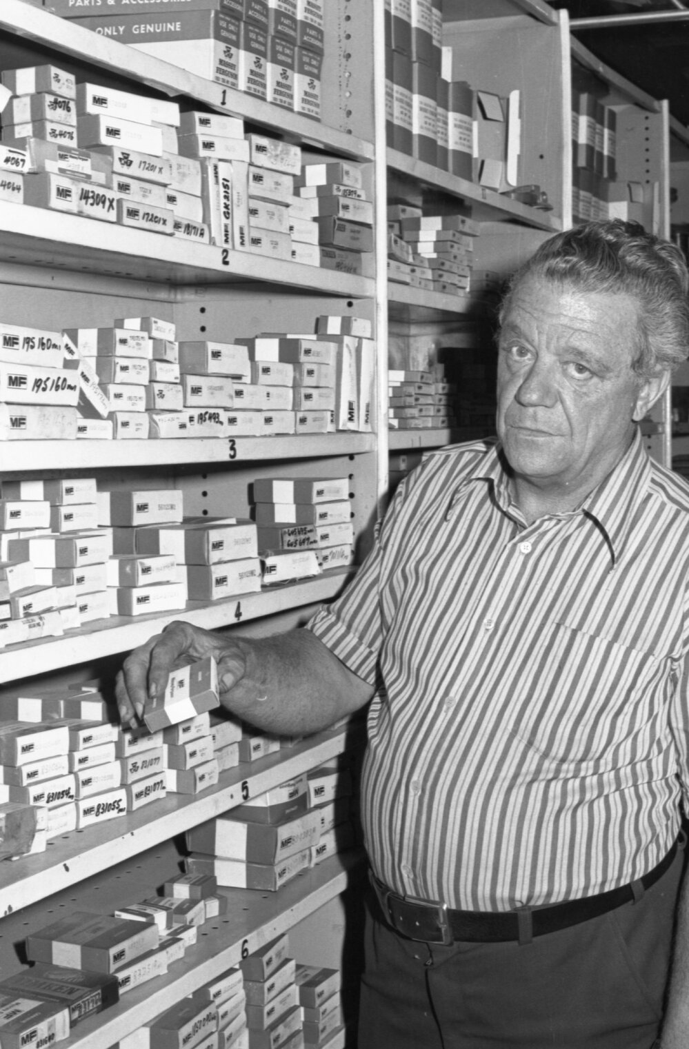 Gordon Hughes, employee at Keidge Motors, Ipswich, November 1977