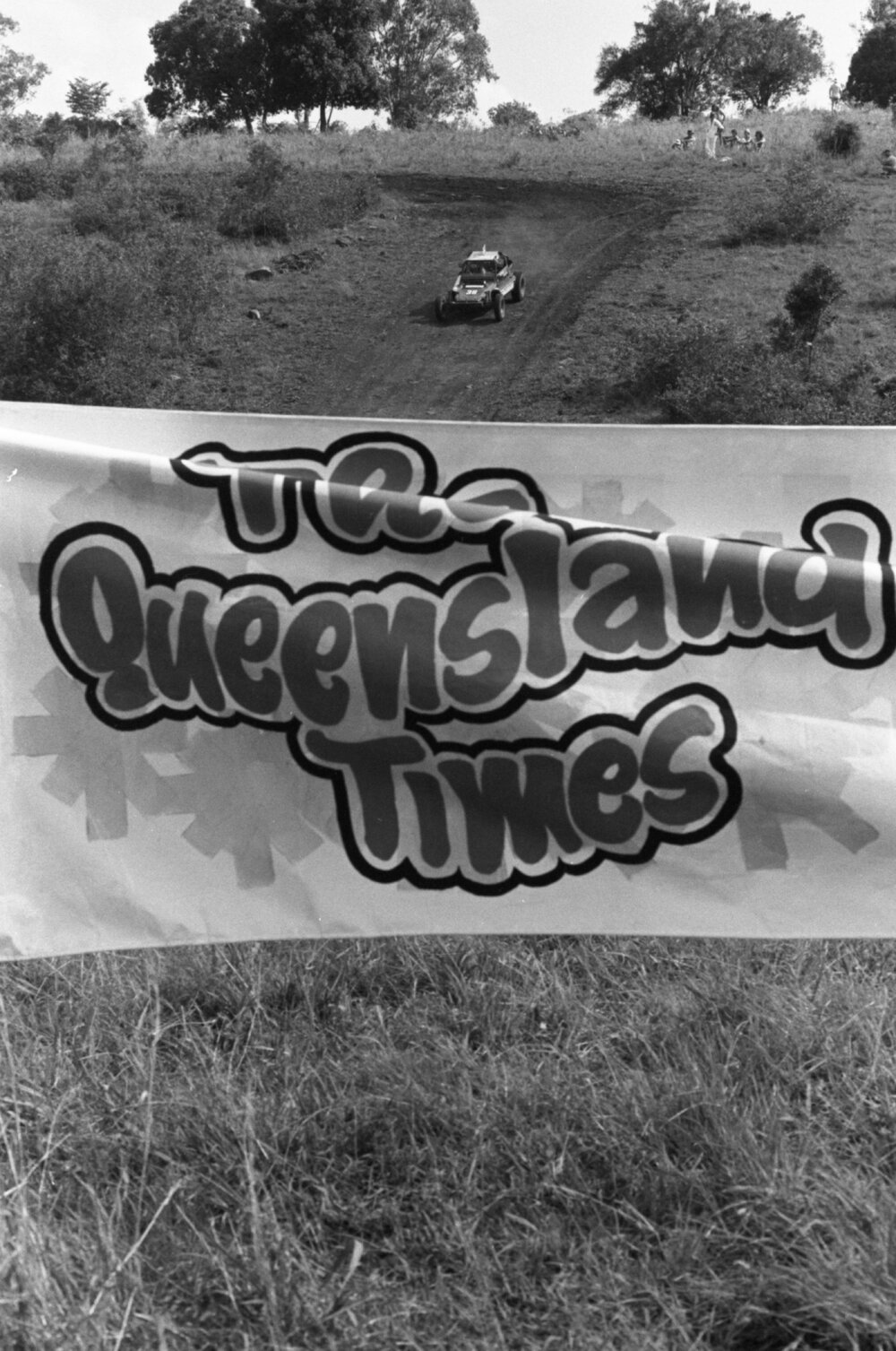Sprint Car, No. 21, racing by Queensland Times Banner in the 1979 Queensland Times Off-Road Spectacular, Minden, Somerset, November 1979