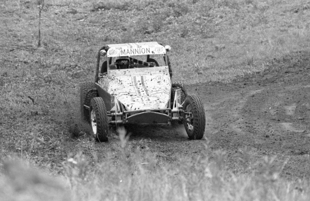 Sprint Car, No. 13, driven by Brian Mannion, racing in the 1979 Queensland Times Off-Road Spectacular, Minden, Somerset, November 1979