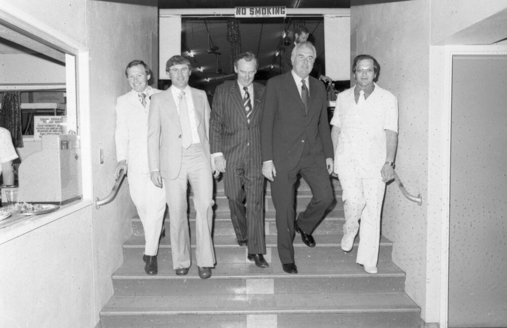 Former Prime Minister Gough Whitlam visiting Ipswich, October 1977