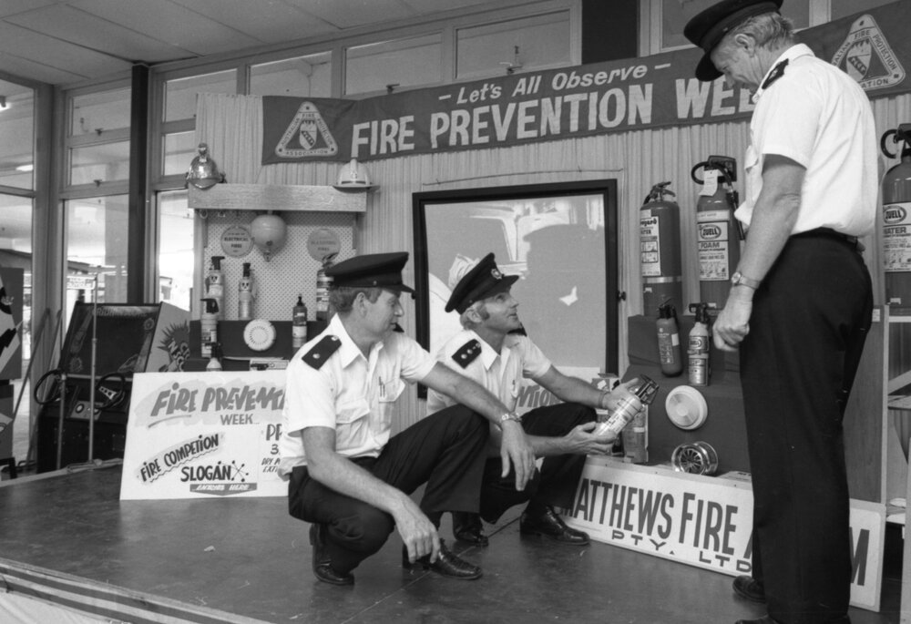 Fire prevention week display, Ipswich, October 1977