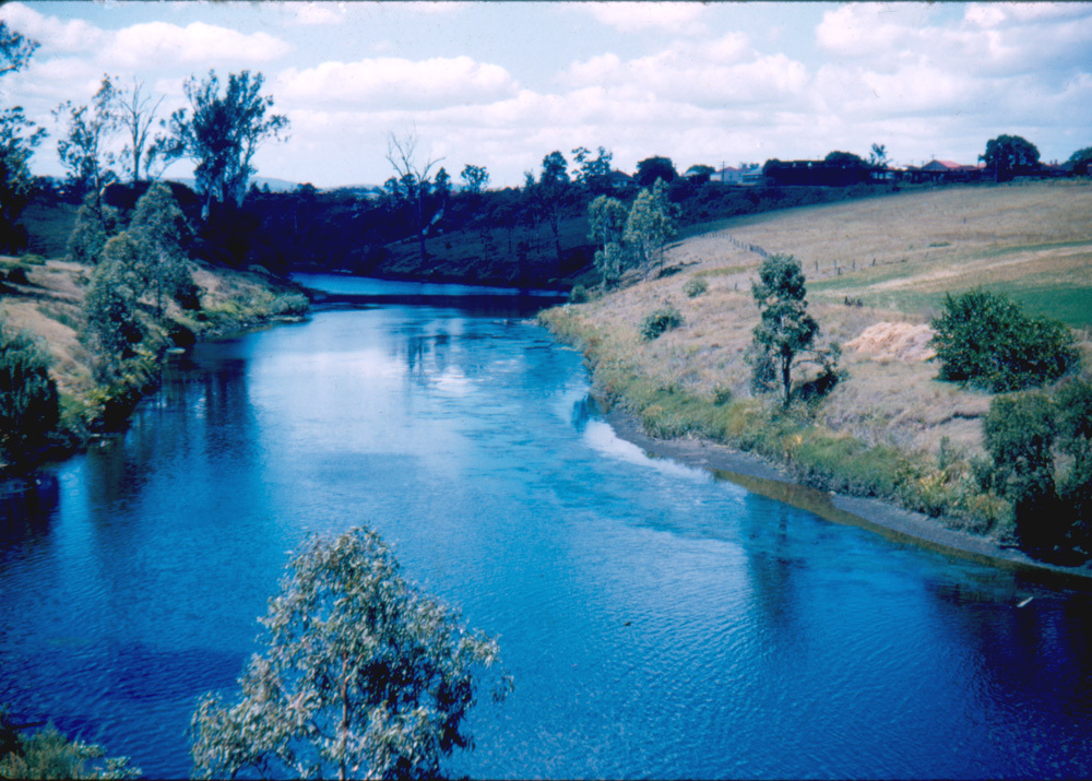 Bremer River looking towards Woodend, Ipswich, c. 1960