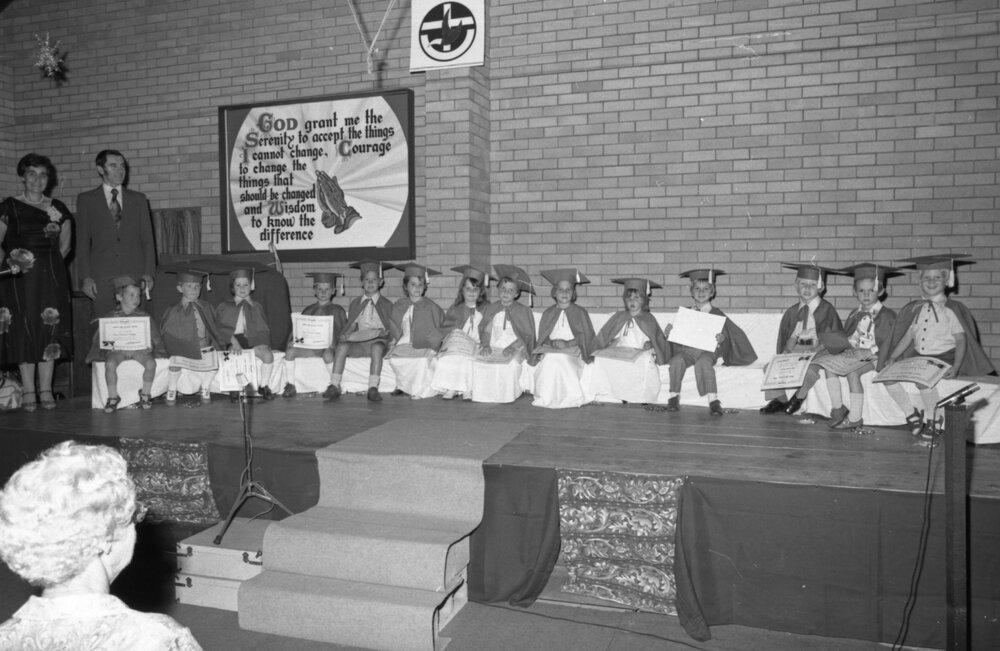 Trinity Ipswich Uniting Church pre-school graduation ceremony, North Booval, 28th October 1977
