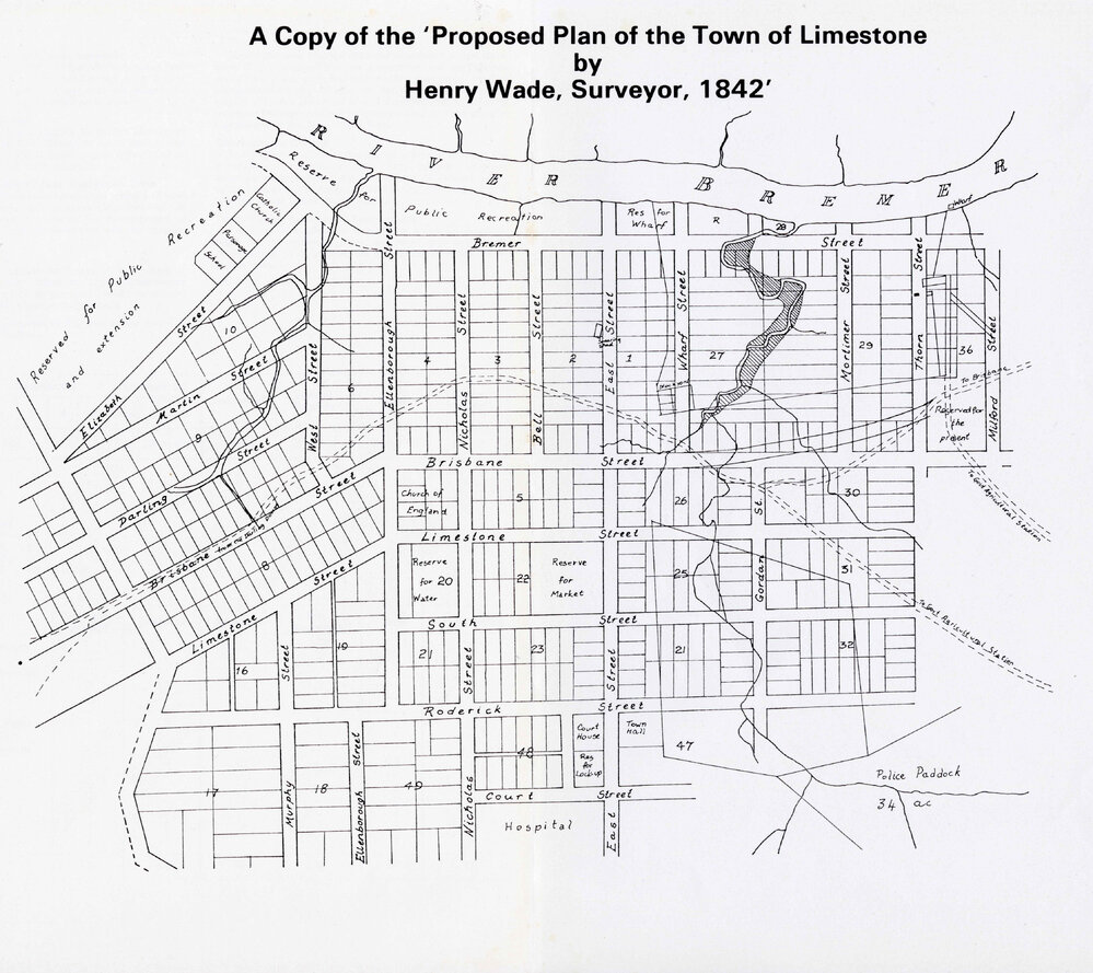 A Copy of the 'Proposed Plan of the Town of Limestone by Henry Wade, Surveyor, 1842', recreated for The Ipswich Yearbook, Volume 3, 1979-1980