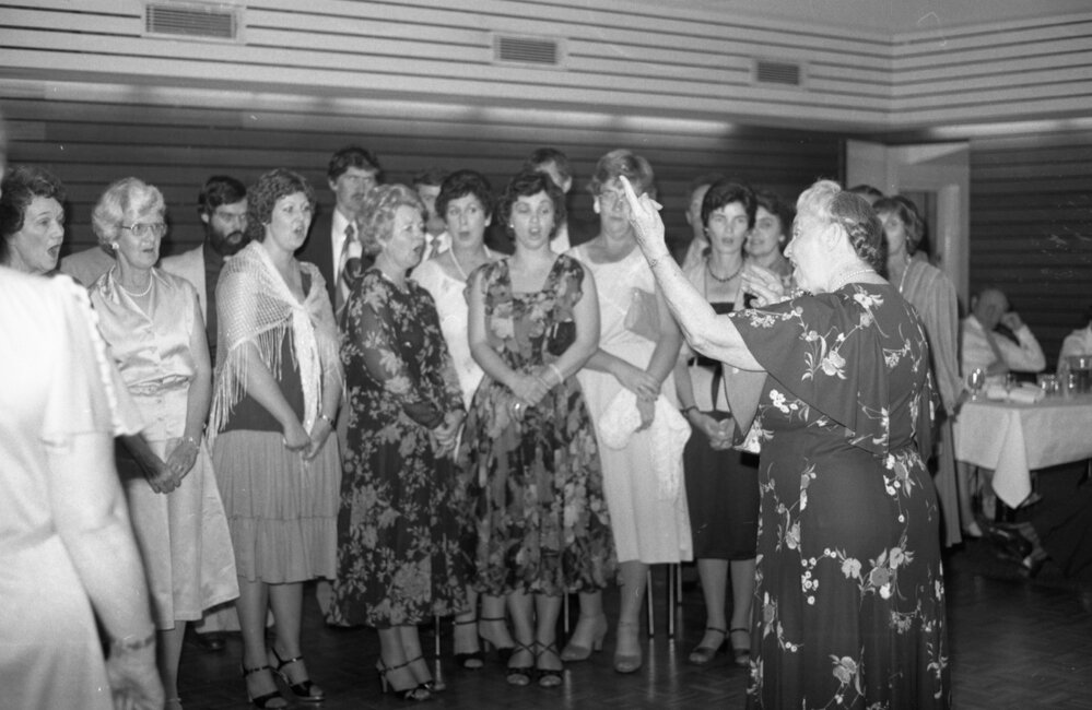 Members of the Ipswich Choral Society singing at the Ipswich Choral Society 30th Anniversary Party, Ipswich, Queensland, September 1980