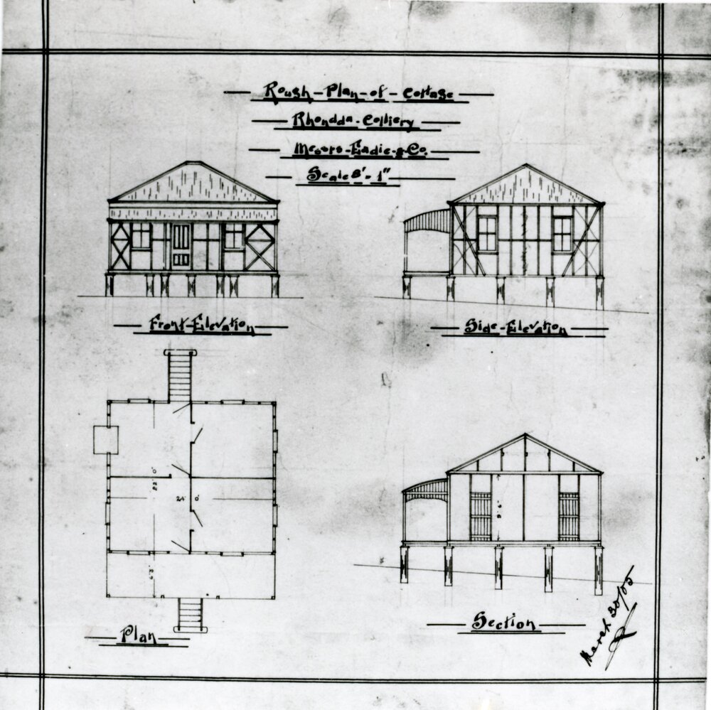 Rough plan of cottage, Rhondda Colliery, 1905