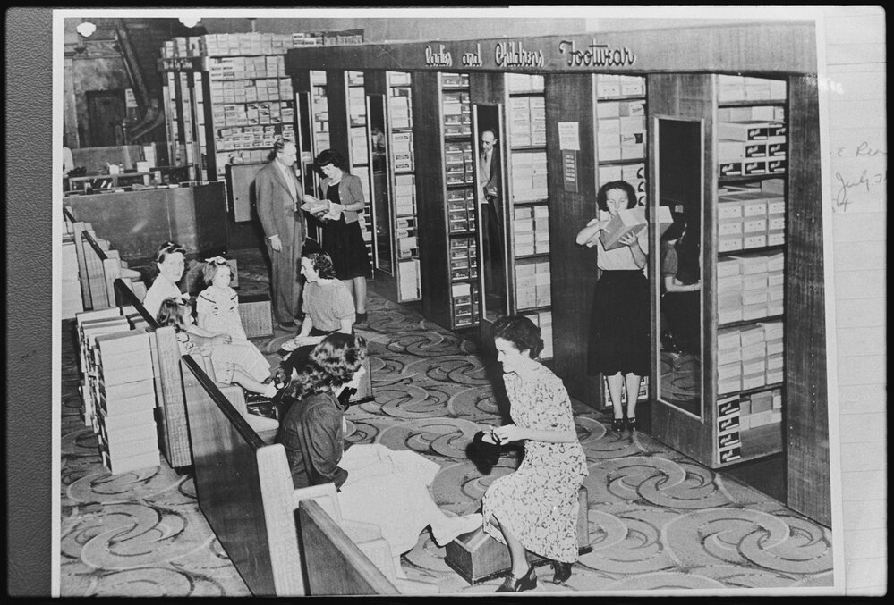 Shoe section of an unidentified department store