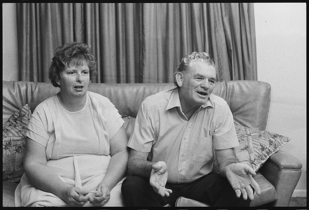 Ipswich Mayor John Nugent with unidentified woman thought to be Glenis Nugent, Ipswich, Queensland, February 1986