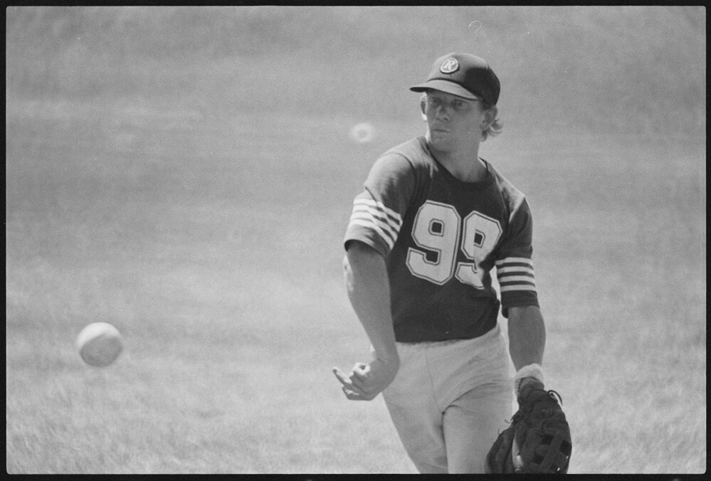 Unidentified softball or baseball player, Ipswich, January 1986