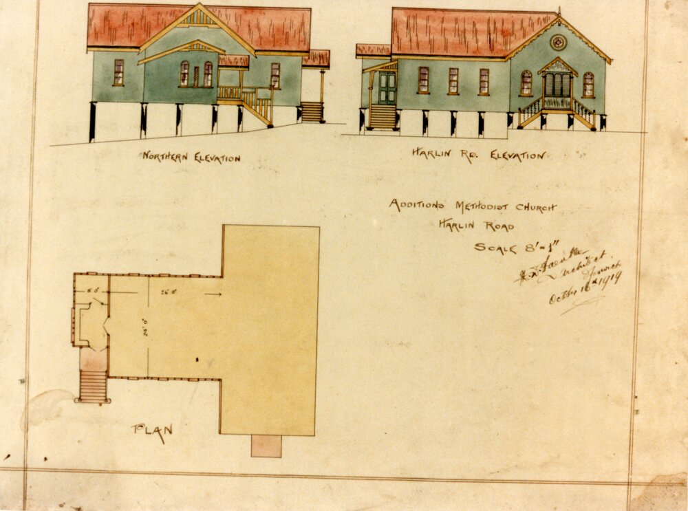 Methodist Church, Harlin Road, Coalfalls, Architectural Plans for additions, 1919