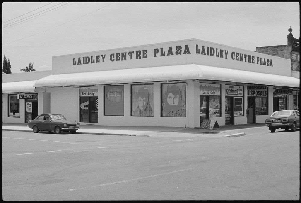 Laidley Centre Plaza and Patrick Street, Laidley, Lockyer Valley, January 1986