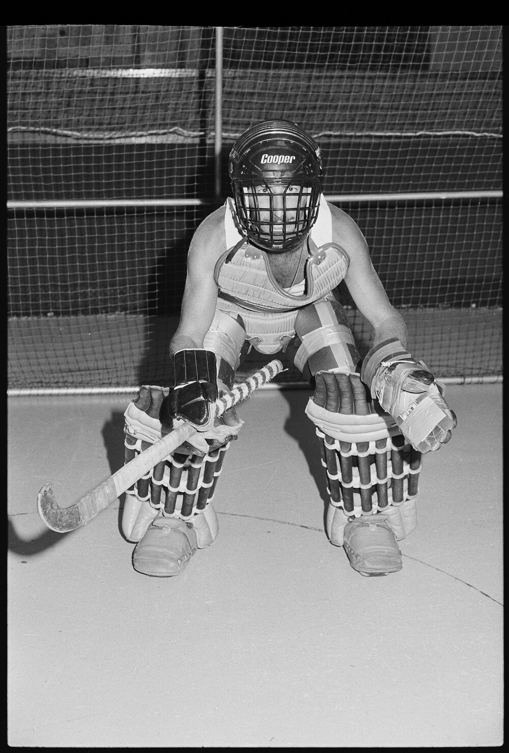Unidentified Indoor hockey goalkeeper, Bundamba SkateAway, Bundamba, Ipswich, January 1986