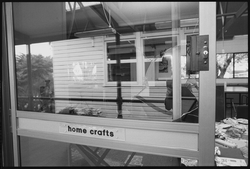Vandalised Home Crafts classroom, Ipswich, January 1986 
