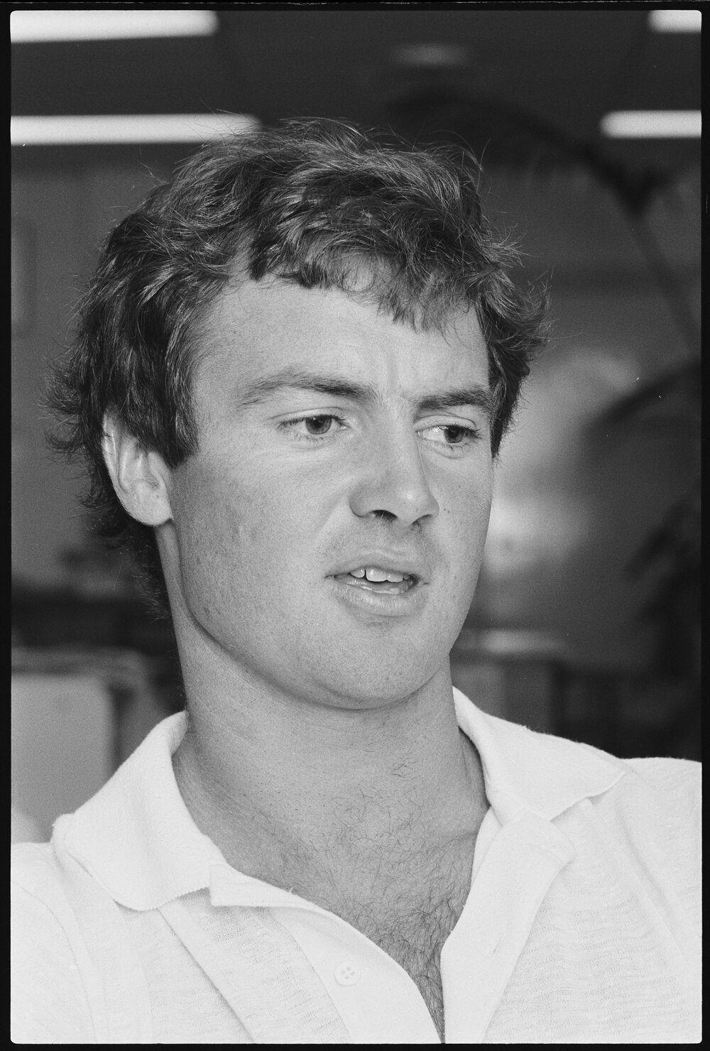 Unidentified man photographed whilst being interviewed, Ipswich, January 1986 