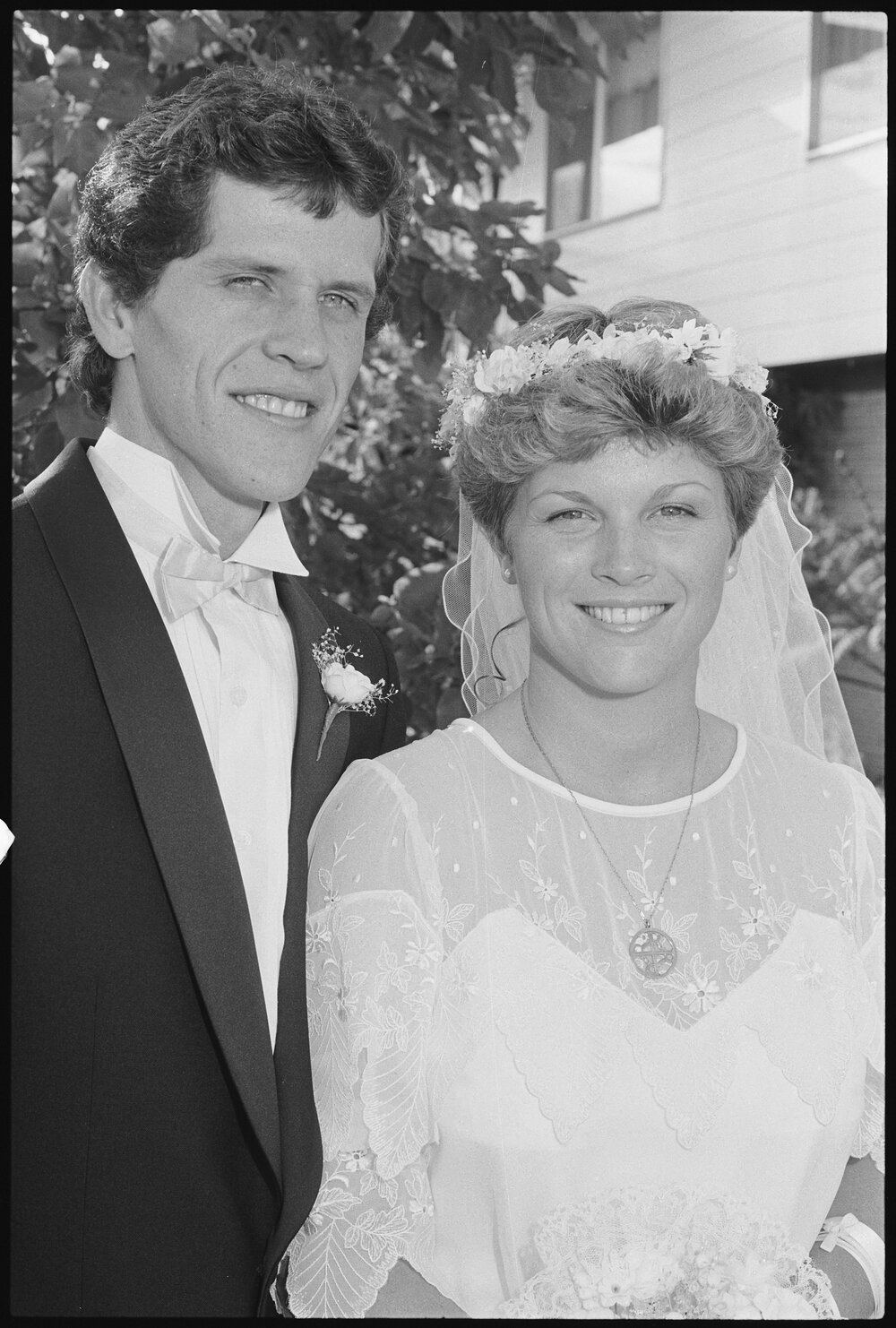 Unidentified bride and groom, Ipswich, January 1986
