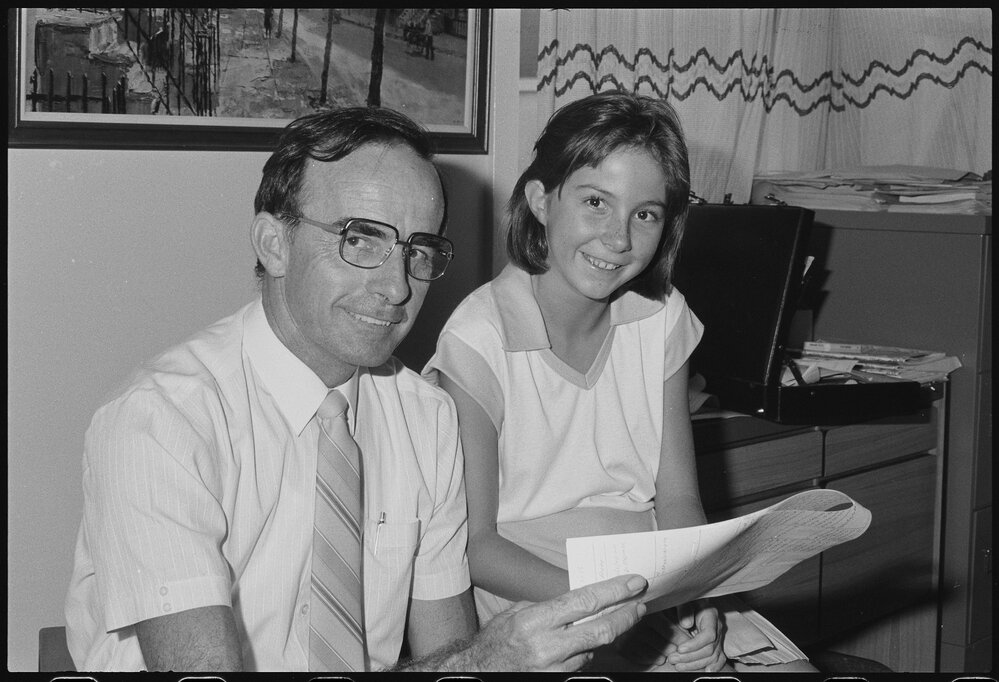 Unidentified man and girl, January 1986