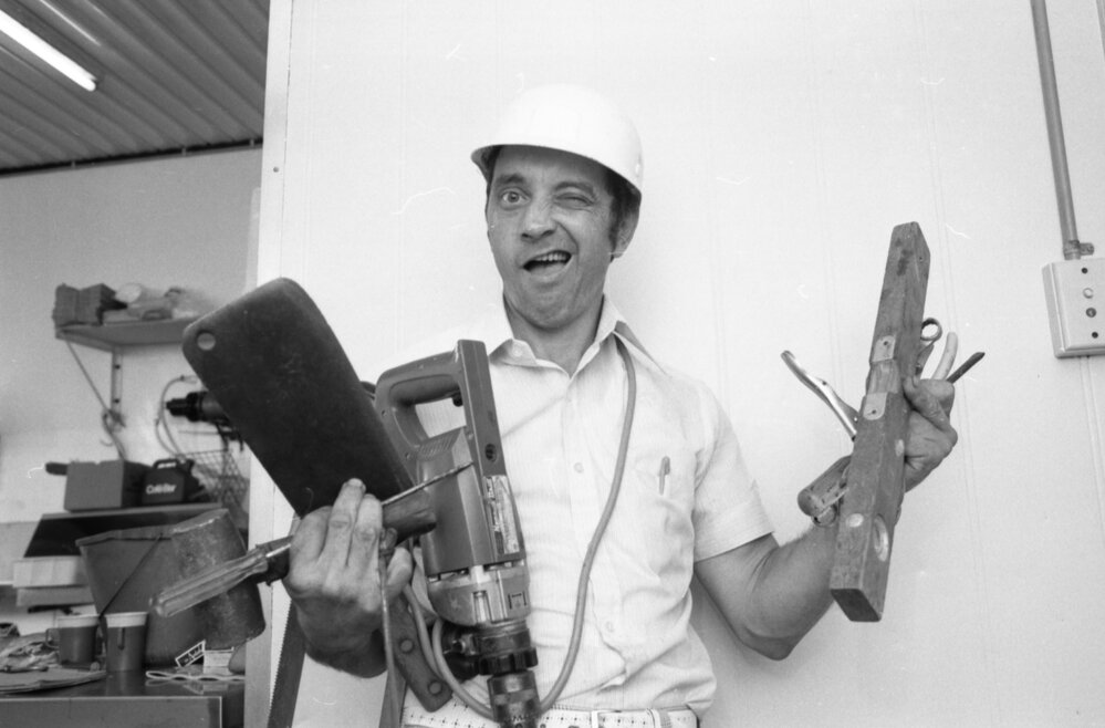 Gary Manning with tools, thought to be taken in Gailes, Ipswich, December 1979