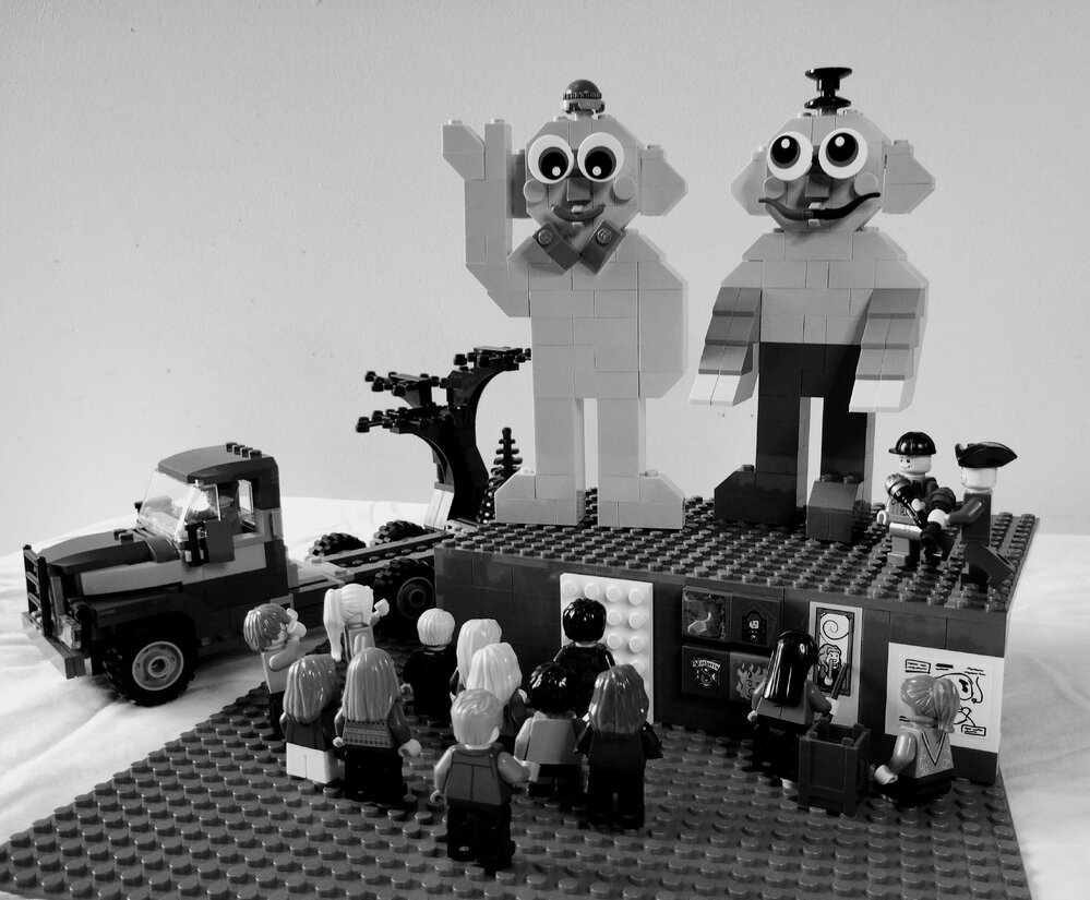 Brickswich version of Mascots on stage at the Lions Carnival, from December 1979