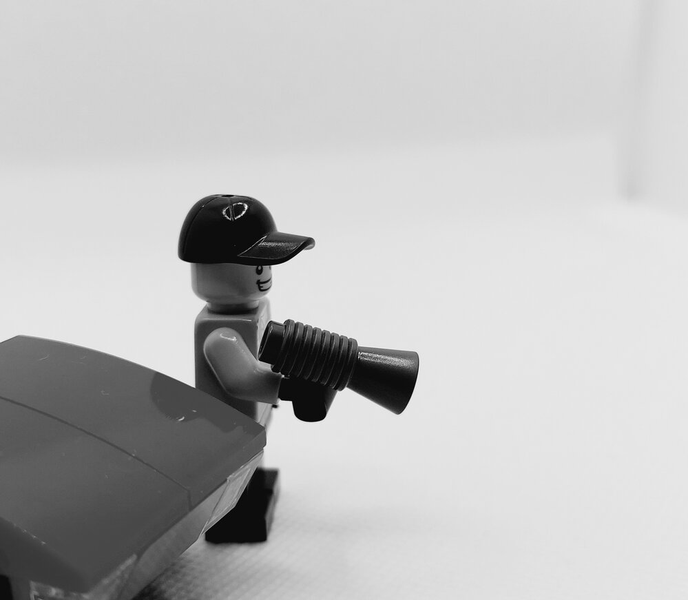 Brickswich version of policeman with a radar speed gun, Ipswich, from November 1977