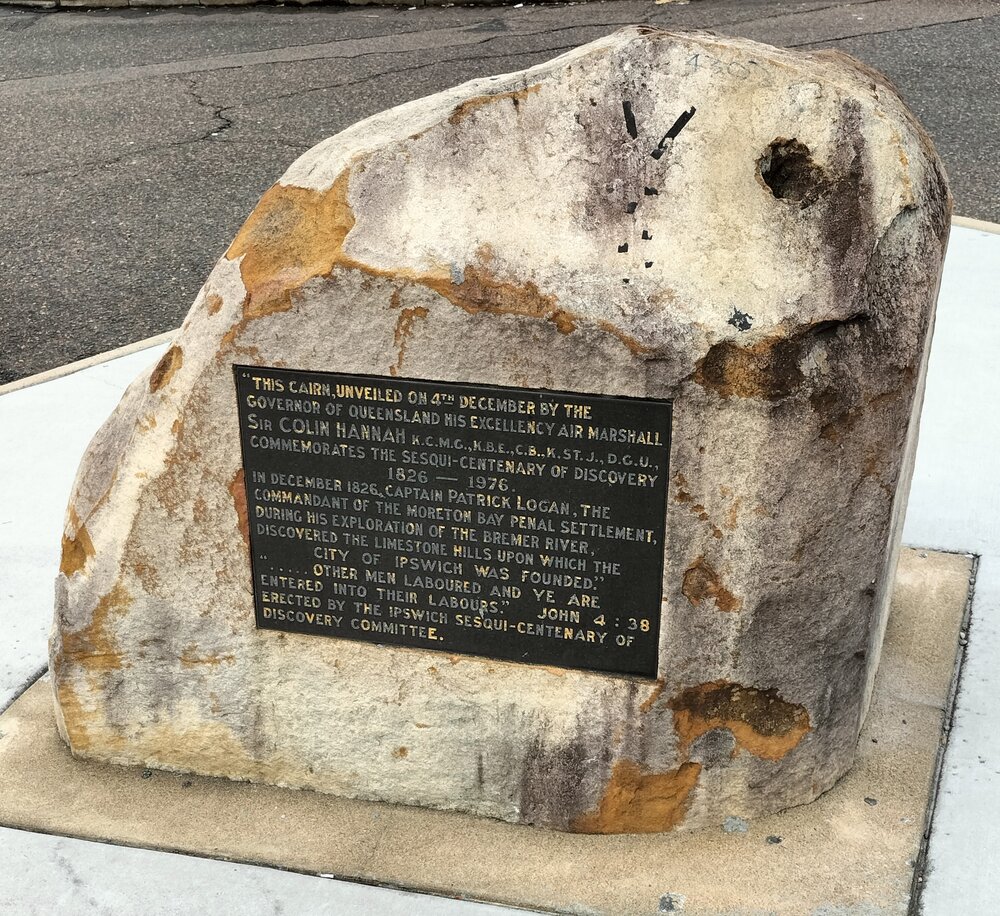Sesquicentenary Discovery Memorial Cairn, Former Transit Centre, Bell Street, Ipswich, 2024 