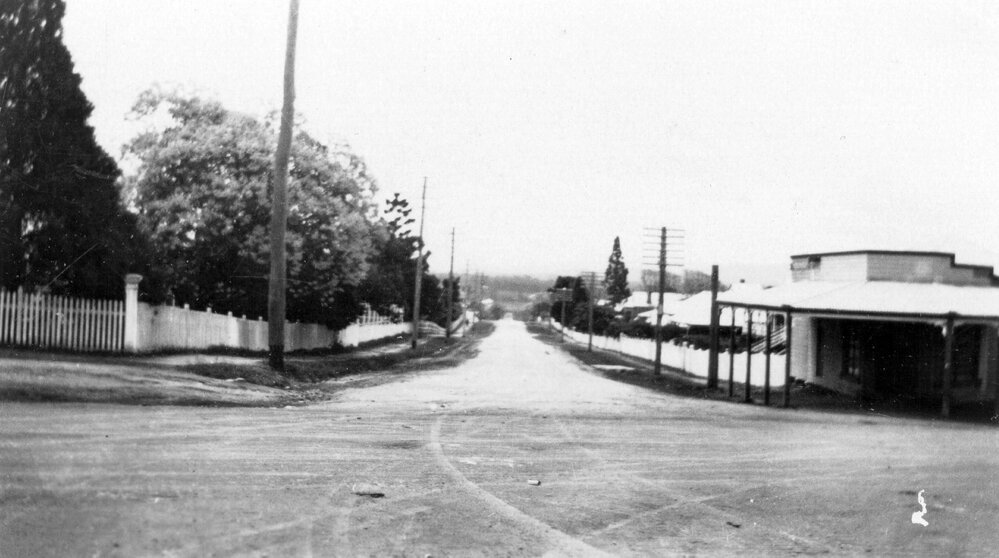 The Fiveways, looking north along Chermside Road, 1920s