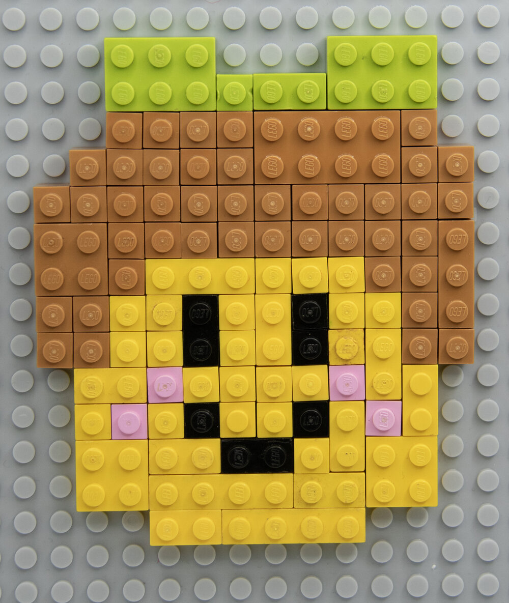 Brickswich version of 'Portrait of a young girl in a lace and cotton dress', from 1947