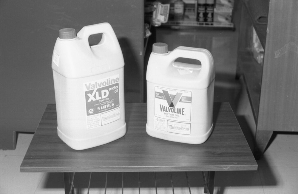Two bottles of Valvoline Motor Oil, Ipswich, August 1980