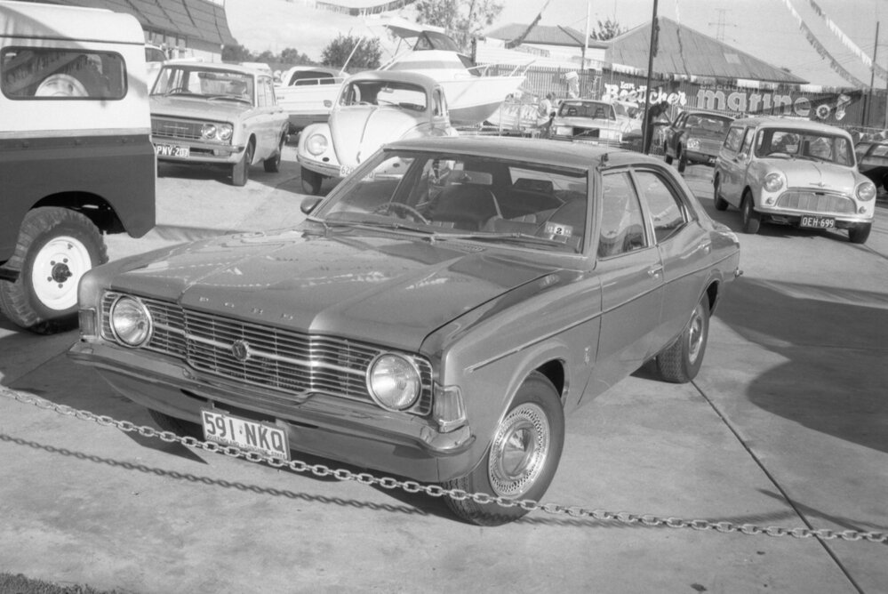 Ford Cortina (1975), car advertisement for Ian Boettcher Motors, Ipswich, August 1980