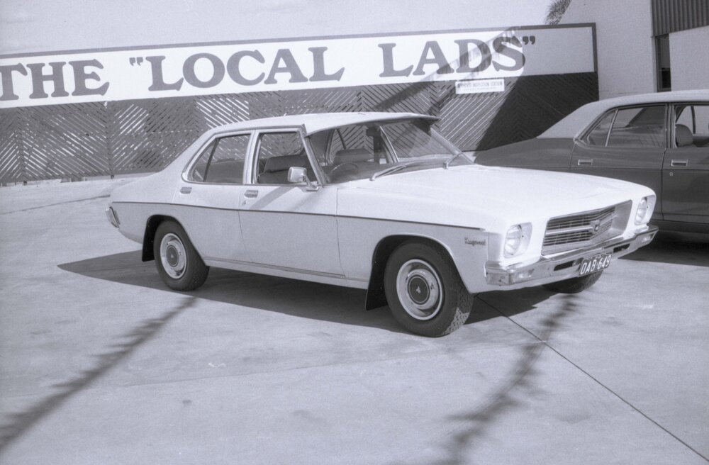 Holden Kingswood sedan (1971-1974), car advertisement for Currie Motors, Ipswich, August 1980