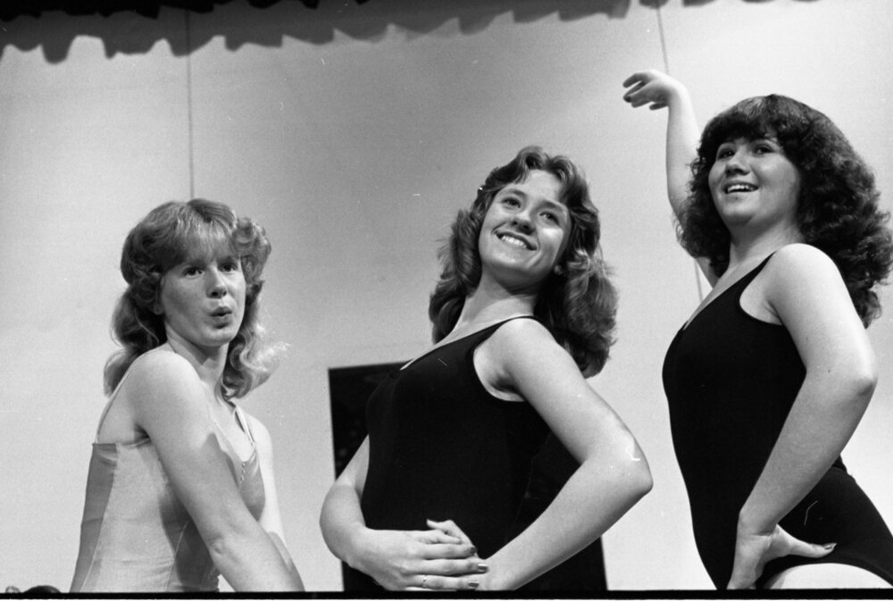 Three unidentified female dancers, Ipswich, August 1980