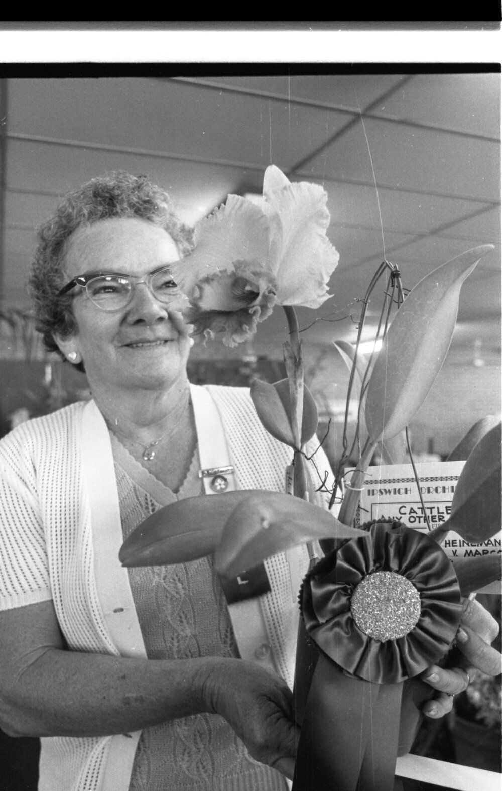 Margaret Heineman at the opening of the Orchid Show, Ipswich, August 1980