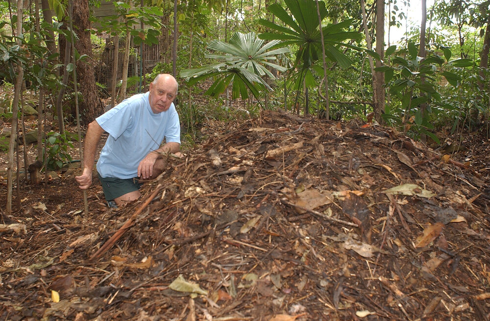 Lloyd Bird with a dirt pile, Ipswich, December 2003
