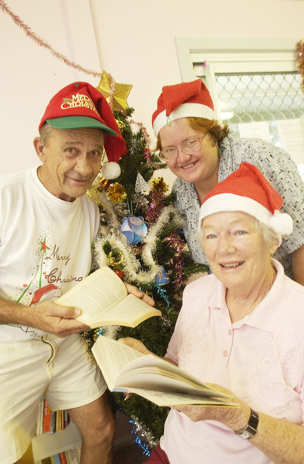 BIll Rye, Karen Hooper and Shirley Waterman at Christmas event, Ipswich, December 2003