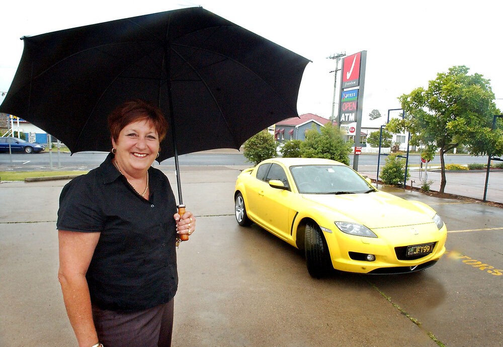 Janet Tansey with her RX8 (voted Australia's Best Car), Ipswich, December 2003