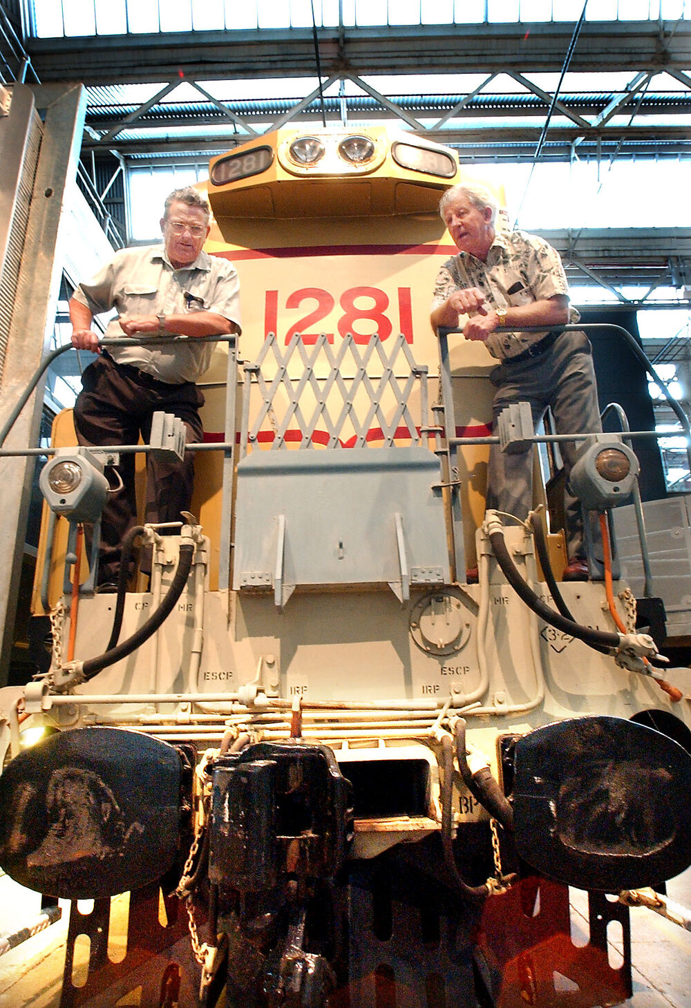 Two unidentified men on a train, Ipswich, September 2003