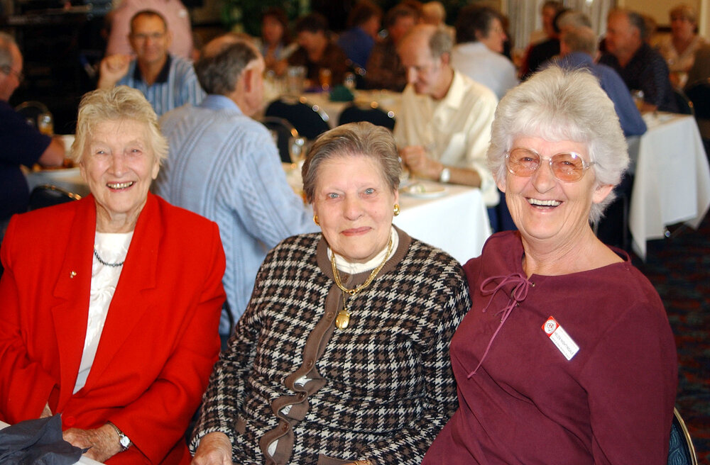 Edna Larsen, June Lister and Helen Nightingale at the Ipswich Heart Support Club reunion, Ipswich, September 2003