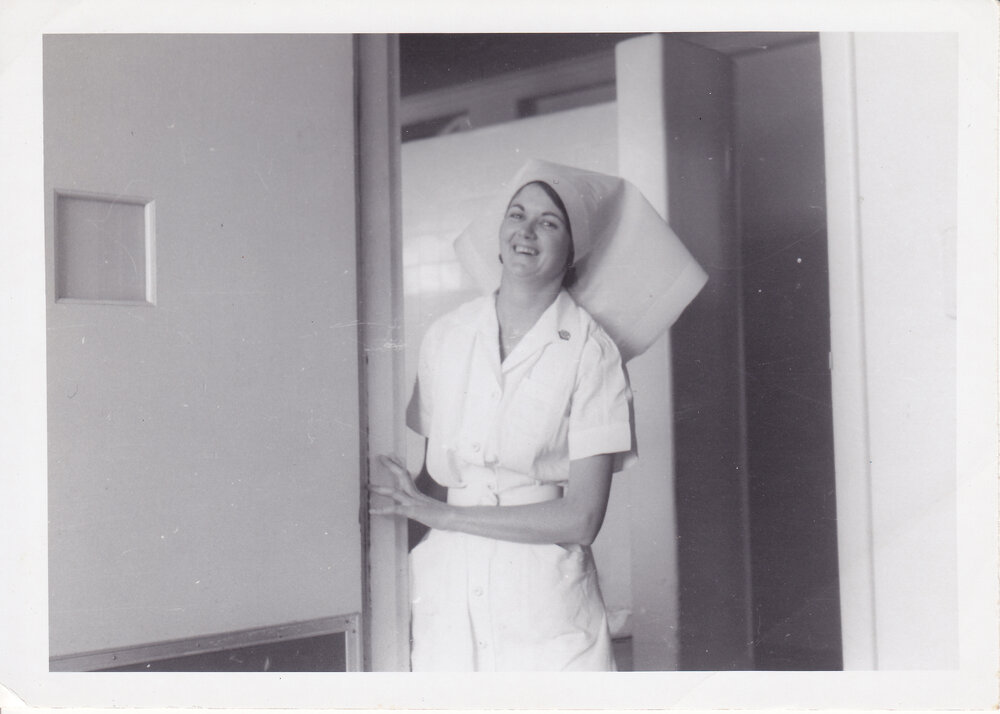 Sister Pat Devereaux in hospital ward, Ipswich, 1950s