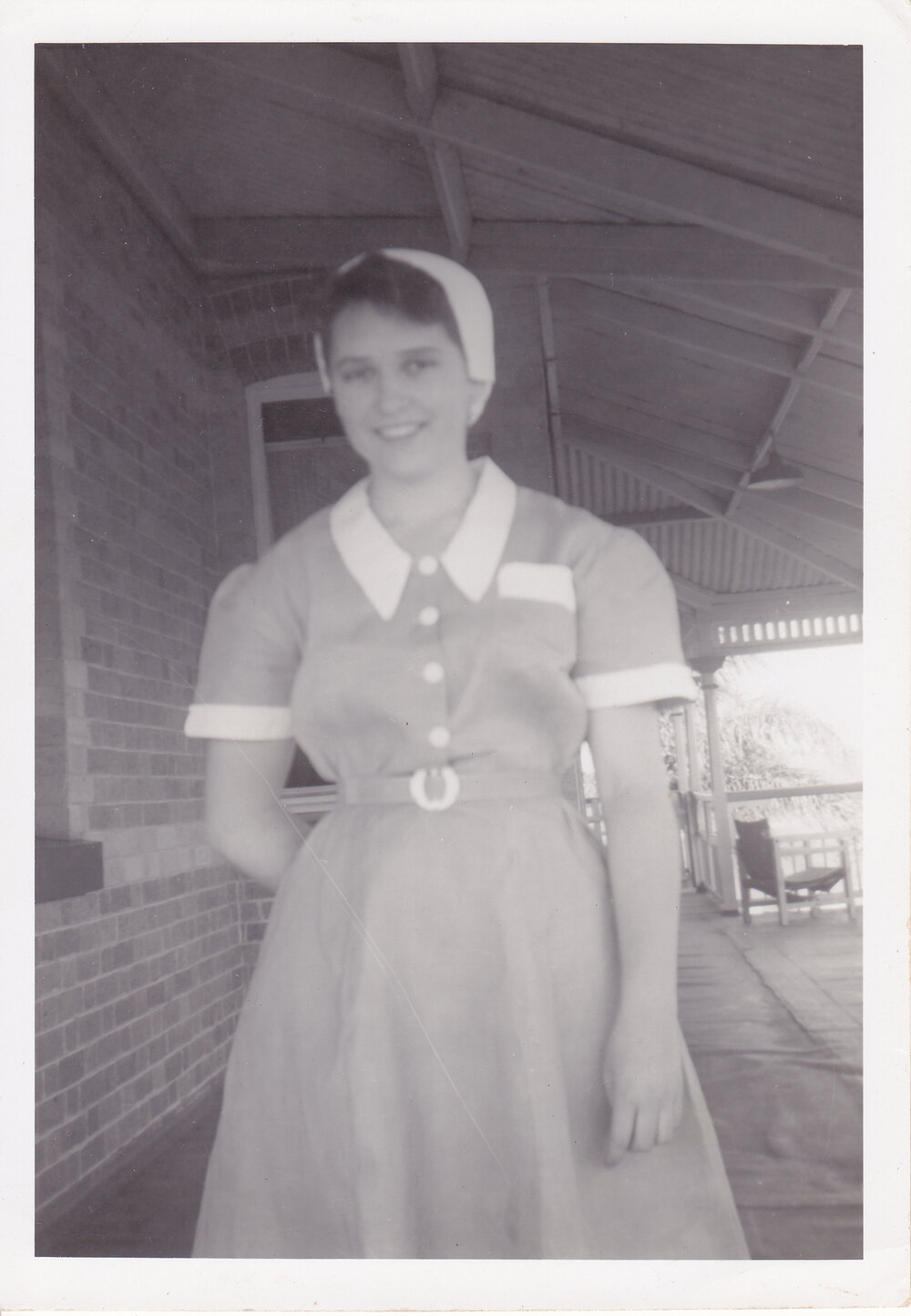 Nurse C Daniels at Jefferis Turner Centre Maternal and Child Welfare Home, Ipswich Hospital, Ipswich, 1950s