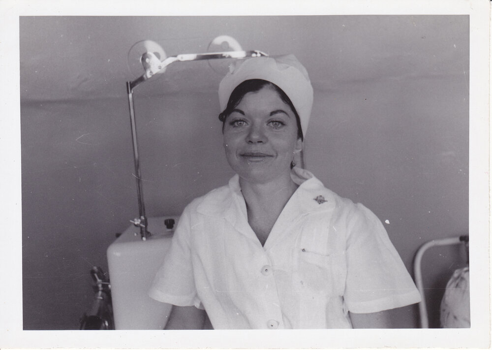 Nurse Denise Warren in ward, Ipswich Hospital, Ipswich, 1950s