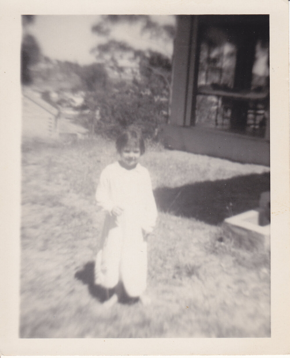 Patient small child outside epidemic ward (polio), 1950s