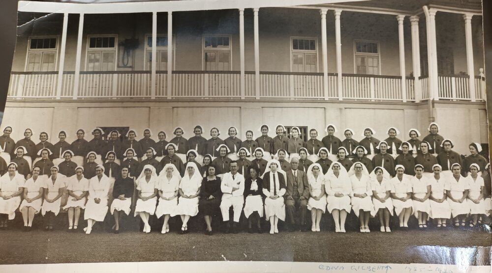 Hospital staff 1920 group photo with names