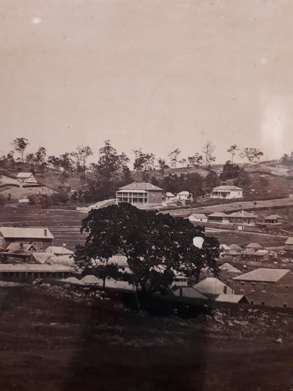 Ipswich Hospital in panorama of Ipswich, 1863